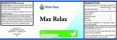 Photo of the New Sun Max Relax label