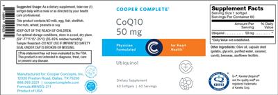Photo of the Cooper Complete CoQ10 50 mg label