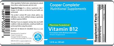 Photo of the Cooper Complete Vitamin B12 label