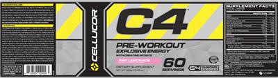 Photo of the Cellucor C4 Pink Lemonade label