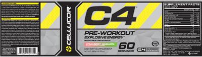 Photo of the Cellucor C4 Strawberry Margarita label