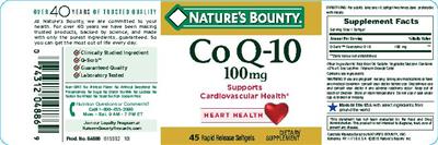 Photo of the Nature's Bounty Co Q-10 100 mg label