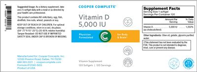 Photo of the Cooper Complete Vitamin D 5,000 IU label