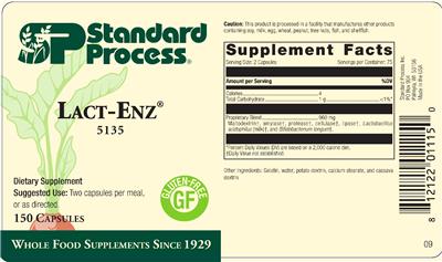 Photo of the SP Standard Process Lact-Enz label