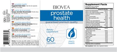 Photo of the BIOVEA Prostate Health label