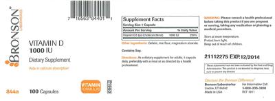 Photo of the Bronson Laboratories Vitamin D 1000 IU label