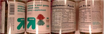 Photo of the up&up Children's Sour Gummy Mulitivitamin label