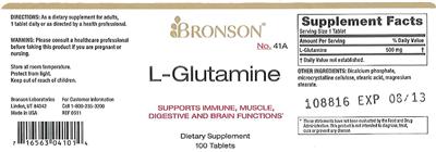 Photo of the Bronson L-Glutamine label