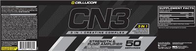 Photo of the Cellucor CN3 Unflavored label