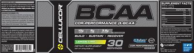 Photo of the Cellucor COR-Performance B-BCAA Lemon-Lime label