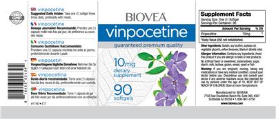 Photo of the BIOVEA Vinpocetine 10 mg label
