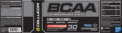 Photo of the Cellucor COR-Performance B-BCAA Watermelon label