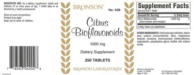 Photo of the Bronson Citrus Bioflavonoids 1000 mg label