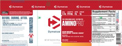 Photo of the Dymatize AminoPro Orange label