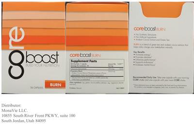 Photo of the MonaVie Core Boost Burn label
