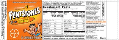 Photo of the Bayer Flintstones plus Immunity Support label
