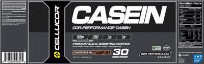 Photo of the Cellucor COR-Performance Casein Chocolate label