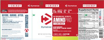 Photo of the Dymatize AminoPro With Energy Lemon Lime With Caffeine label