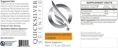 Photo of the Quicksilver Scientific Nanoemulsified CoQ10 label