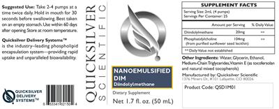 Photo of the Quicksilver Scientific Nanoemulsified DIM label