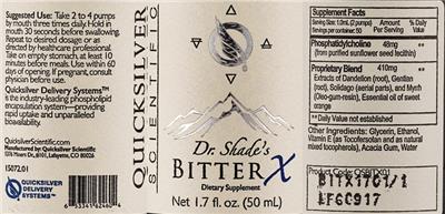 Photo of the Quicksilver Scientific Dr. Shade's Bitter X label