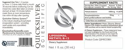 Photo of the Quicksilver Scientific Liposomal Methyl B-12 label