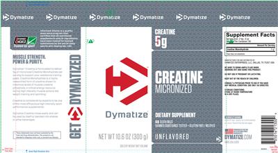 Photo of the Dymatize Creatine Micronized Unflavored label