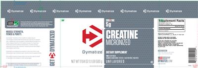 Photo of the Dymatize Creatine Micronized Unflavored label