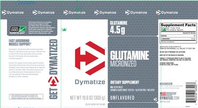 Photo of the Dymatize Glutamine Micronized Unflavored label