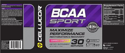 Photo of the Cellucor BCAA Sport Cherry Limeade label
