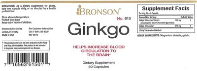 Photo of the Bronson Ginkgo label