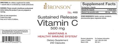 Photo of the Bronson Sustained Release Vitamin C 500 mg label