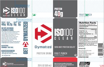 Photo of the Dymatize ISO100 Clear Fruit Punch label
