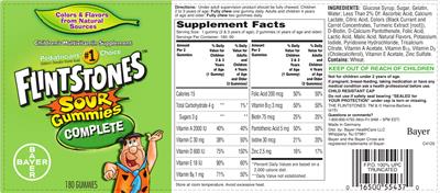 Photo of the Bayer Flintstones Sour Gummies Complete label