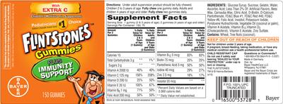Photo of the Bayer Flintstones Gummies Plus Immunity Support label