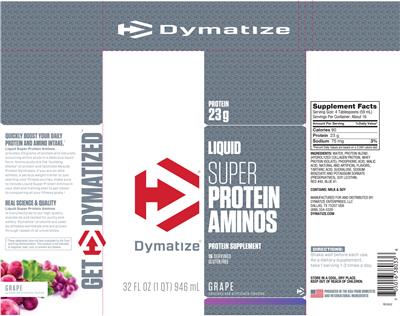 Photo of the Dymatize Liquid Super Protein Aminos Grape label