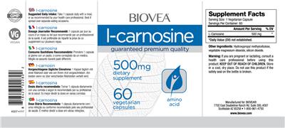 Photo of the BIOVEA L-Carnosine 500 mg label