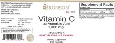 Vitamin C As Ascorbic Acid 1,000 mg