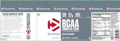 Photo of the Dymatize BCAA Complex 2200 label