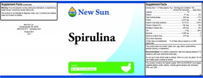 Photo of the New Sun Spirulina label