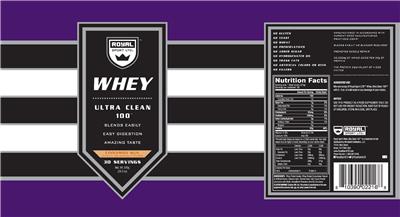 Photo of the Royal Sport Whey Ultra Clean 100 Cinnamon Bun label