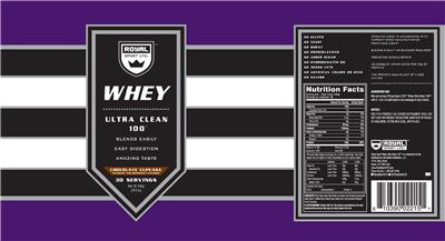 Photo of the Royal Sport Whey Ultra Clean 100 Chocolate Cupcake label
