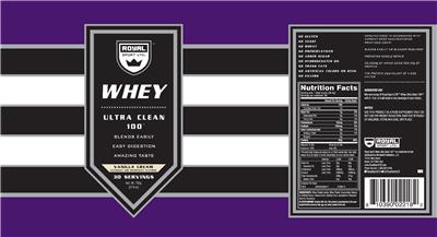 Photo of the Royal Sport Whey Ultra Clean 100 Vanilla Cream label