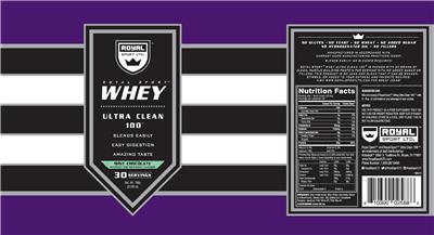 Photo of the Royal Sport Whey Ultra Clean 100 Mint Chocolate label