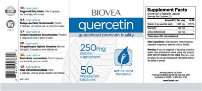 Photo of the BIOVEA Quercetin 250 mg label