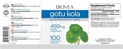 Photo of the BIOVEA Gotu Kola 450 mg label