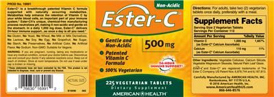 Photo of the American Health Ester-C 500 mg label