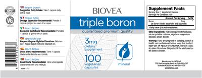 Photo of the BIOVEA Triple Boron 3 mg label