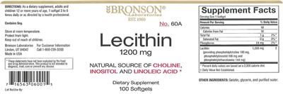 Photo of the Bronson Laboratories Lecithin 1200 mg label