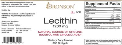 Photo of the Bronson Lecithin 1200 mg label